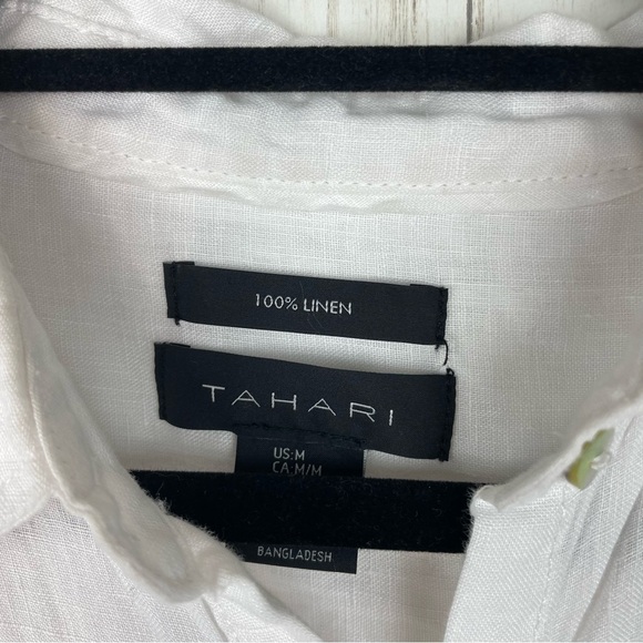 Tahari 100% linen white button down top Medium - Picture 3 of 3